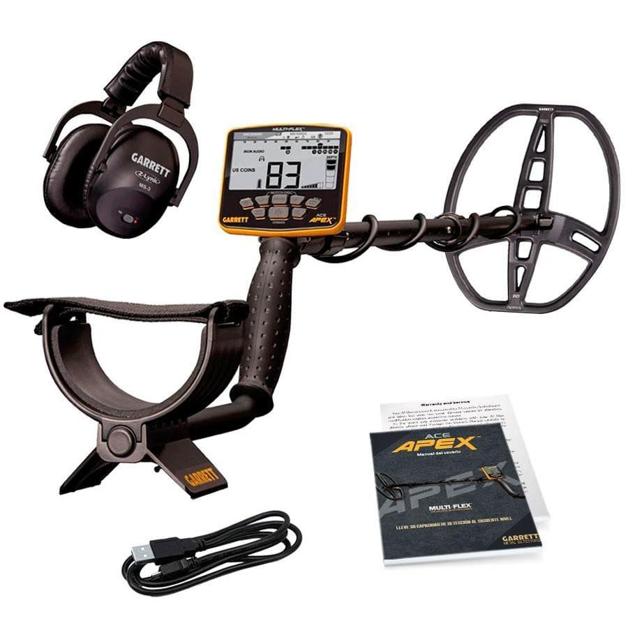 Garrett ACE APEX Metal Detector with 8.5” x 11” Raider Coil and Wireless Headphones